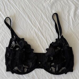 Fleur du Mal Lily Embroidery Plunge Demi Bra 36 DD